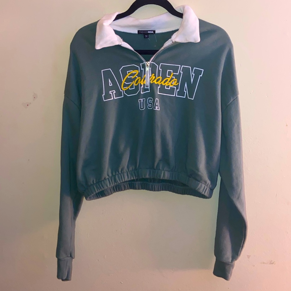 Fashion Nova Cropped Zipper Collar Sweater